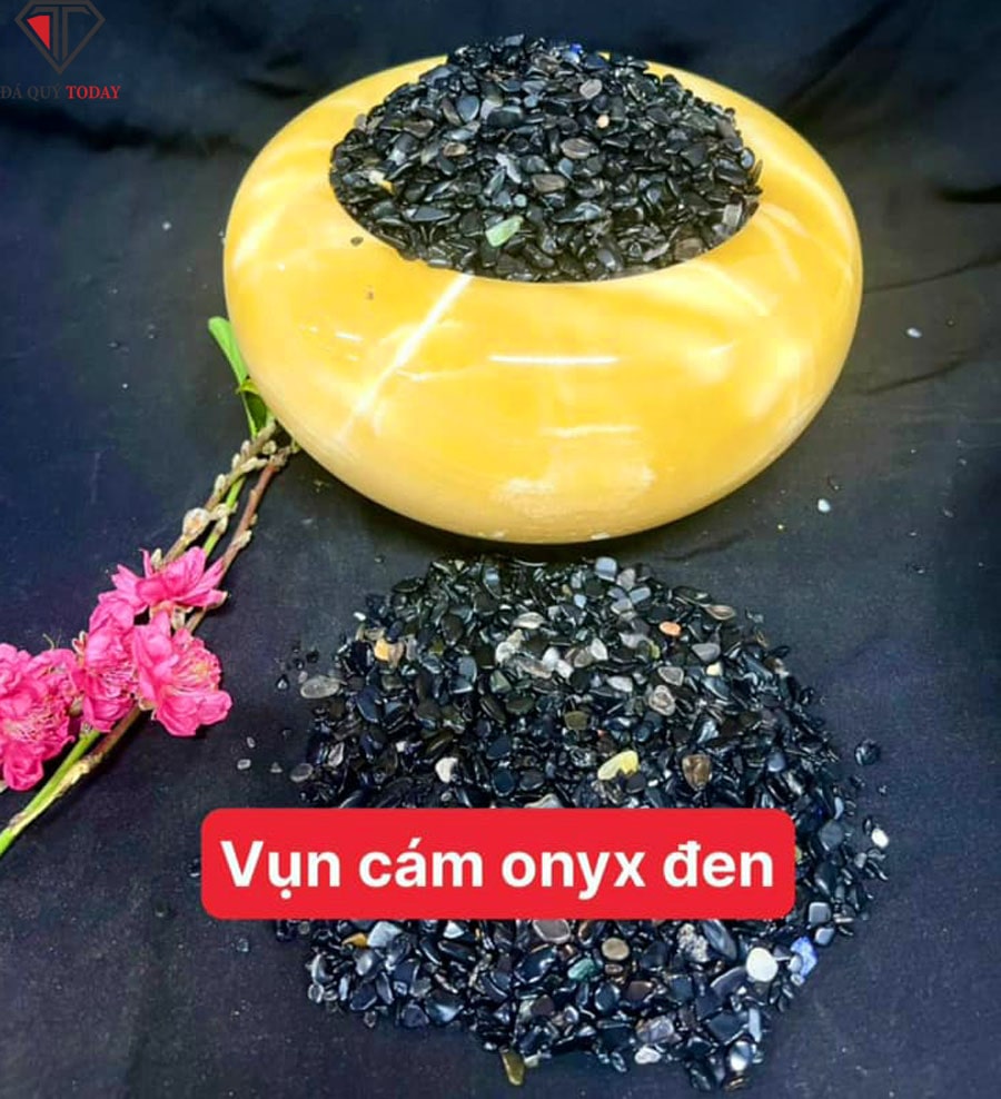 Đá thạch anh vụn cám onyx đen