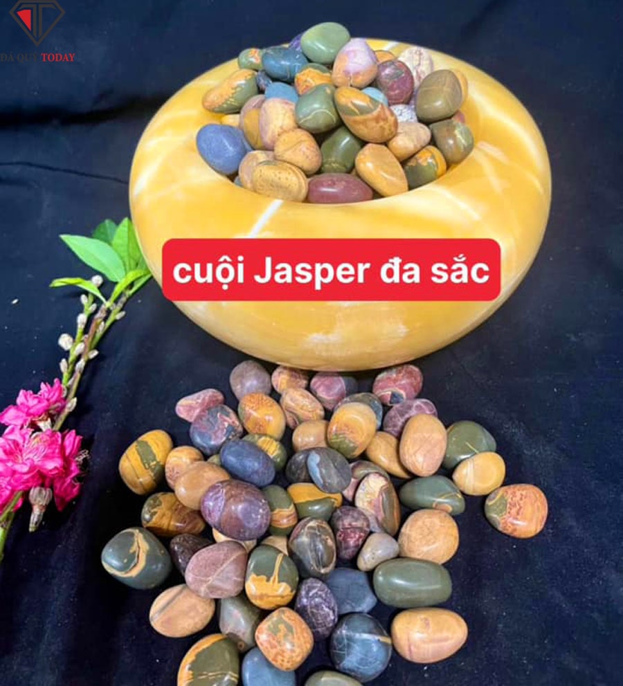 Đá thạch anh vụn cuội jasper đa sắc