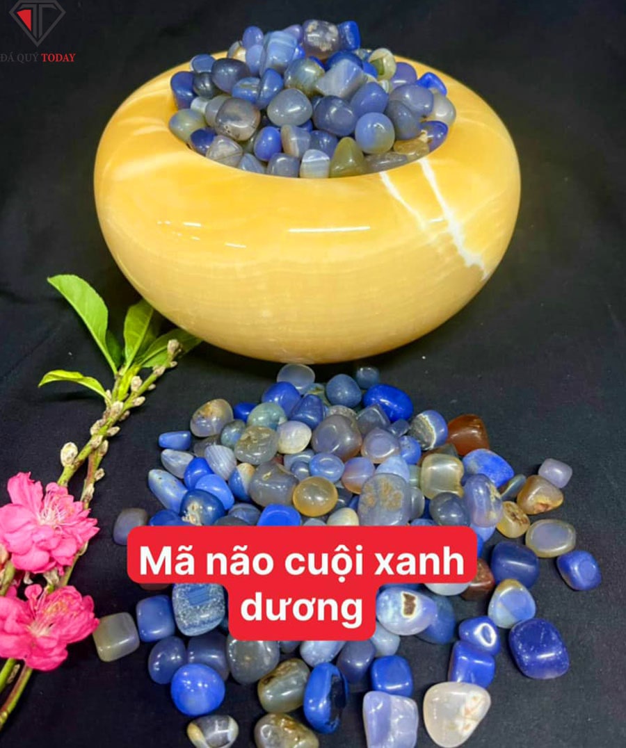 Đá thạch anh vụn cuội mã não xanh dương