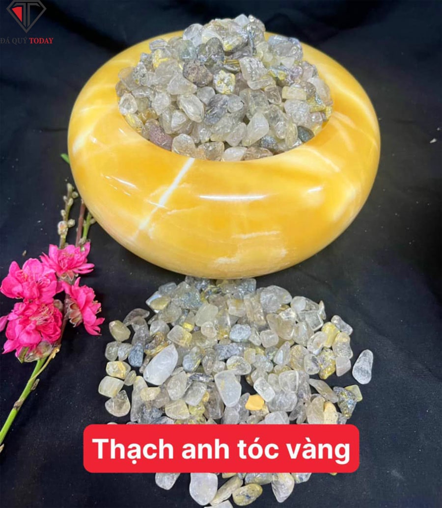 Đá thạch anh vụn tóc vàng